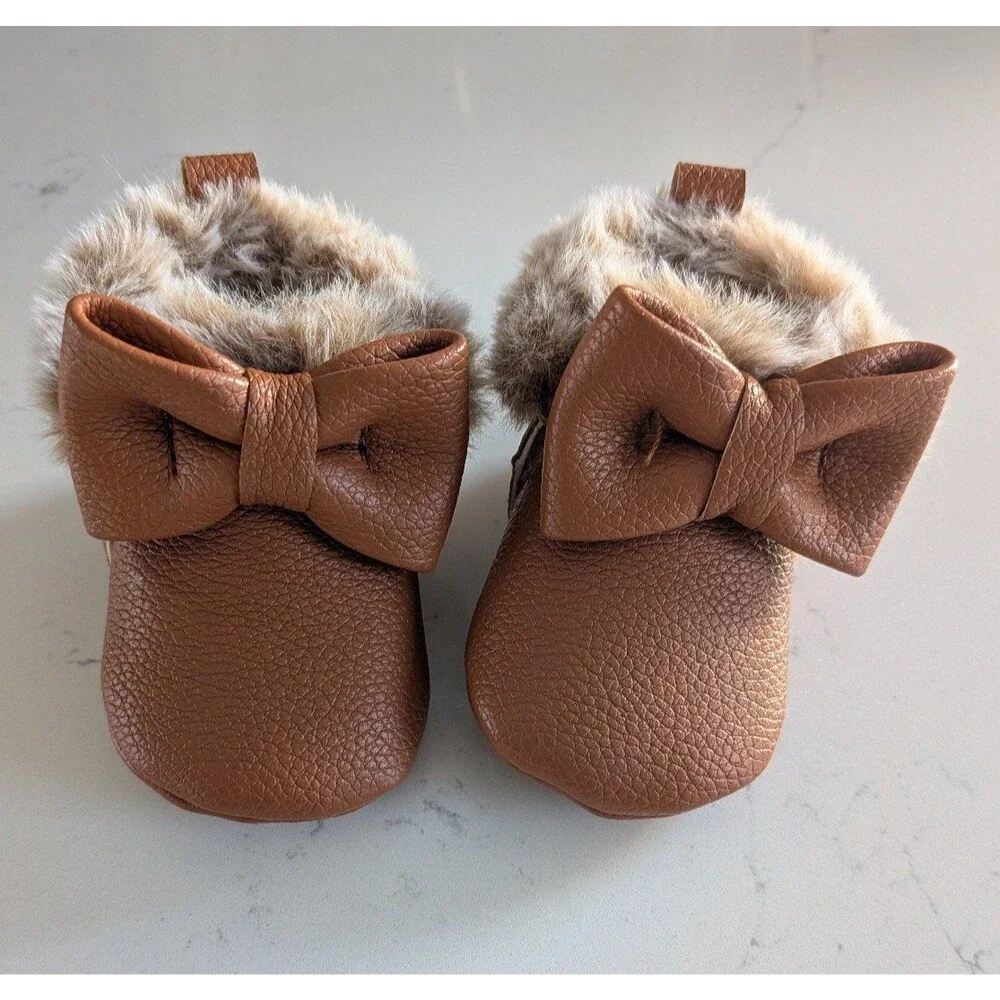 First Steps Baby Fur Moccasins, 0-3M